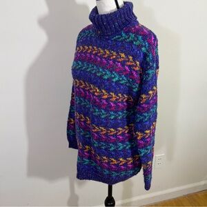 Vibrant Multicolor Turtleneck Sweater by Ivy